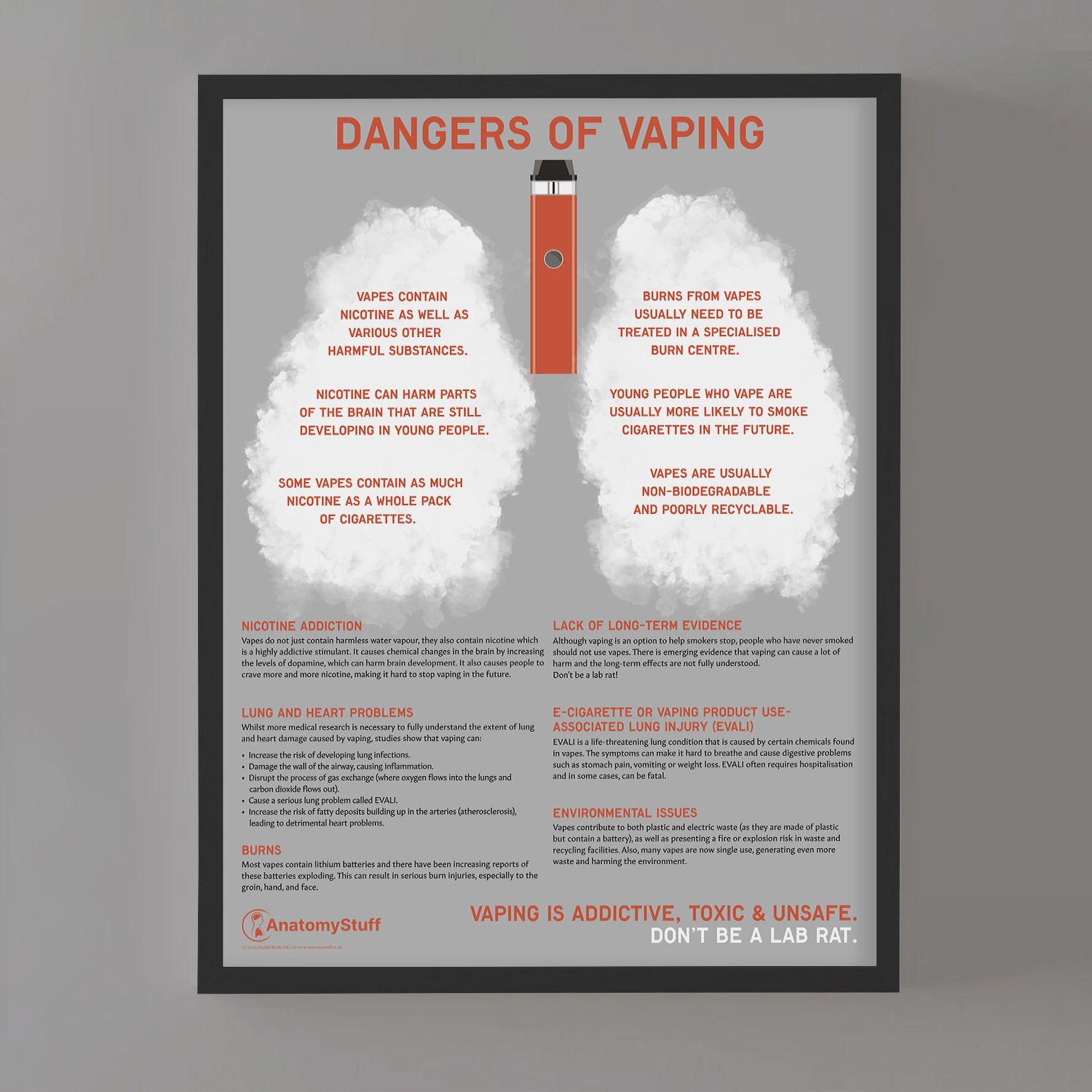 Dangers of Vaping Chart / Poster